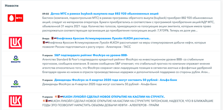 Новости и сводка по инвестиционному портфелю